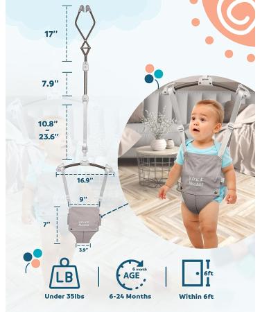 Infant Master Baby Doorway Jumper: Adjustable Strap, Soft Bouncer with Seat Bag - Grey - Buy Online on SooperMarket.com