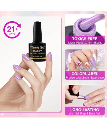 Shining She Gel Nail Polish Set - 10 Colors Purple Rose White Glitter Kit - Soak-Off UV/LED - 8ML - Ideal for Nail Art Salon & Home DIY - Buy Online on SooperMarket.com