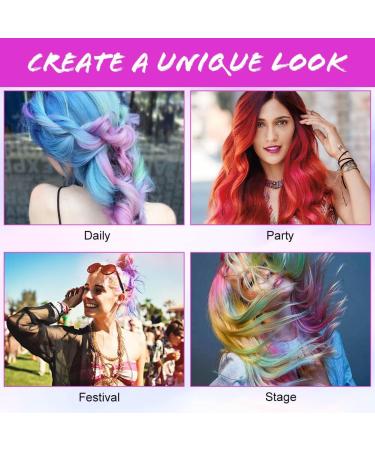 AOOWU 6 Colors Hair Chalk Comb Set - Safe & Non-Toxic Temporary Hair Dye for Girls Kids - Washable Hair Color Brush for Halloween, New Year Party & Cosplay - Buy Online on SooperMarket.com