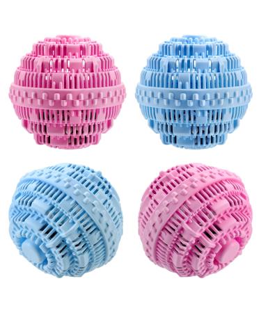 4 Pieces Laundry Ball, Ultra Laundry Washer and Dryer Washing Ball Bundle for 1500 Washings (Blue, Red)