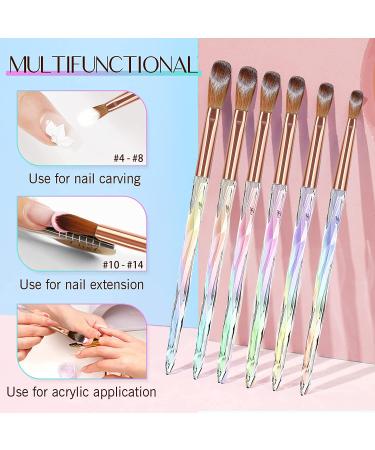 Saviland Kolinsky Acrylic Nail Brush Set - 6 PCS Professional Crystal Brushes for Acrylic Application and Nail Extension - Sizes 4/6/8/10/12/14 - Buy Online on SooperMarket.com