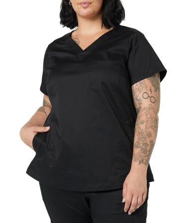 Amazon Essentials Women's Classic Fit V-Neck Short Sleeve Scrub Top (Available in Plus Size) 5X Black