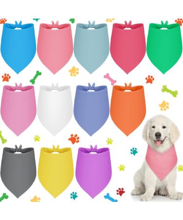 12 Pcs Sublimation Dog Plain Bandanas Bulk Adjustable Triangle Dog Puppy Bibs Heat Transfer Washable Dog Handkerchief for Small Medium Pets (Fresh Color,64 x 43 x 43 cm) 64 x 43 x 43 cm Fresh Color