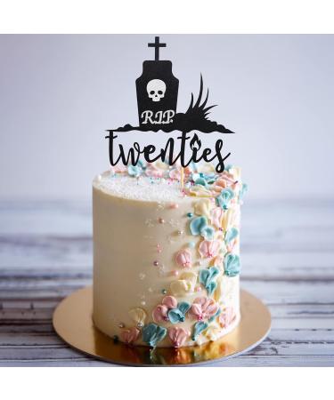 Arthsdite Rip Twenties Cake Topper Death to My Twenties/Rip to My Twenties Cake Decorations Old English Themed 30th Birthday Party Decorations - Black Glitter - Buy Online on SooperMarket.com