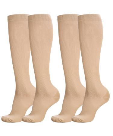 Firtink 2 Pairs Compression Socks For Women Men 20-30 Mmhg Knee High Socks Varicose Veins Socks Surgical Compression Socks For Nursing Pregnancy Flight Sports Travel