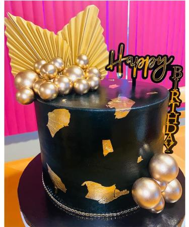23-Piece Gold Palm Leaves Birthday Cake Topper Set for Party Decoration - Buy Online on SooperMarket.com