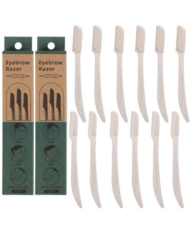 Dermaplaning Blades for Face WheatStraw Eyebrow Razor Face Peach Fuzz Remover Face Razors for Women (12pcs) 1 count (Pack of 12)