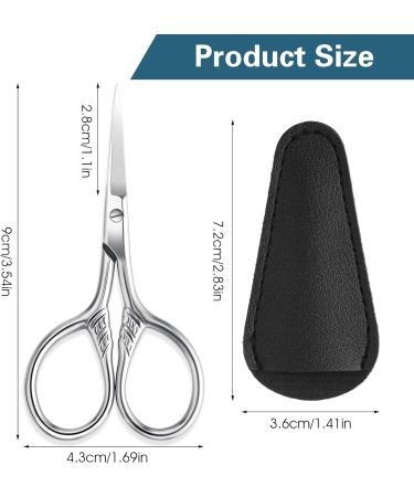 2Pcs Facial Hair Scissors for Men Women Nose Scissors with Leather case Tip Scissors for Mustache Nose Beard Eyebrows Eyelashes and Ear Hair Cutting Scissors (Silver) - Buy Online on SooperMarket.com
