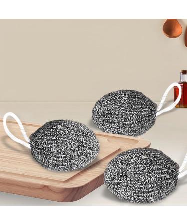 Stainless Steel Sponges Scrubbers | Hangable Kitchen Cleaning Metal Dish Scrubber Cleaning Brush For Pots Non-Stick Pot Steel Wire Ball Heavy Duty Dish Scrubber Stainless Steel - Buy Online on SooperMarket.com