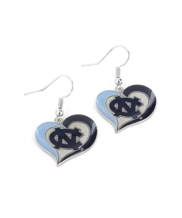 NCAA North Carolina Tar Heels Swirl Heart Earrings