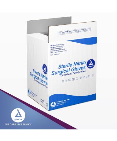 Dynarex Sterile Nitrile Surgical Gloves 6 Mil Size 8 - Case of 200 Pairs | Powder-Free, Puncture-Resistant - Buy Online on SooperMarket.com