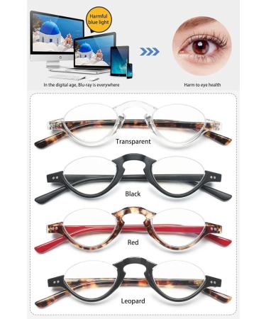 Koosufa Anti Blue Light Reading Glasses for Men & Women | Fashion Semicircular Floral Filter | Anti-Fatigue Visual Aid | Strengths 1.0 to 3.5 - Buy Online on SooperMarket.com