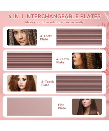 Shop 4 in 1 Hair Crimper for Women - Ceramic Waver & Flat Iron Fast Heating Hair Tool in Rose Gold - Buy Online on SooperMarket.com