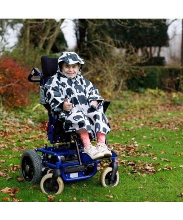 BundleBean Kids Wheelchair Poncho - Waterproof Rain Poncho for Ages 4-11 Years - Universal Fit with Peaked Hood - Grey Elephant - Buy Online on SooperMarket.com