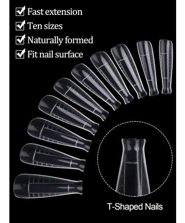 Kalolary Nail Mold Acrylic Nail Forms 100Pcs T Curve Shape + 10 Pink Nail Tip Clips - Buy Online on SooperMarket.com