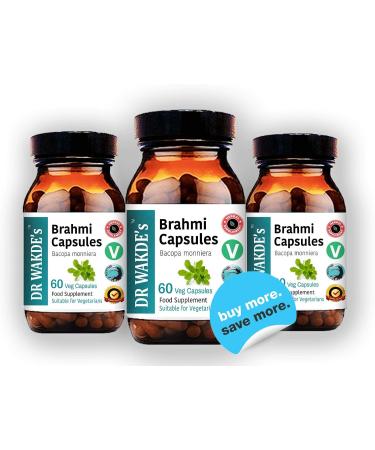 DR WAKDES Brahmi Capsules - 60 Vegan Ayurvedic Supplement for Mental Clarity & Focus | Bacopa Monnieri Herbal Natural Remedy - Buy Online on SooperMarket.com