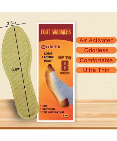 Ultra Thin Insole Foot Warmers - 8 Hours of Heat, Adhesive, Disposable Packs - Natural, Odorless, Air Activated - 10 Pairs - Buy Online on SooperMarket.com