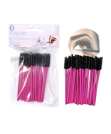Parence 20 pieces of eyelash brushes half-reusable and washable made of soft premium fiber one-way brush after 5 uses eyelash brushes mascara brush eyebrow applicator violet and black.