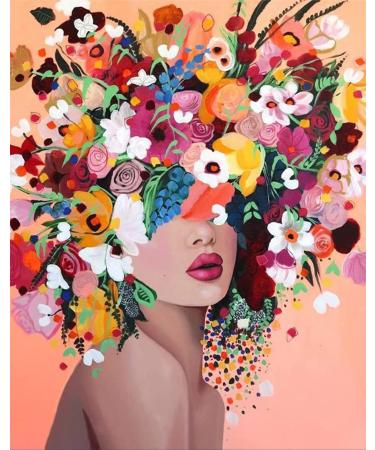 Eiazuiks Diamond Painting Kits for Adults  Flowers Girl 5D DIY Diamond Art Kits Full Drill Diamond Dots for Gift Wall Decor Gem Arts 12x16 inch B7665