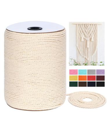 Macrame Cord 4mm x 328Yards(984Feet) Natural Cotton Macrame Rope - 3 Strands Twisted Macrame Cotton Cord for Wall Hanging  Plant Hangers  Crafts  Gift Wrapping and Wedding Decorations Natural Color 4mm x 328yards