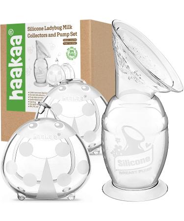 haakaa 5oz/150ml Manual Breast Pump with Suction Base & Breast Shells Combo 150ml Pump*1+Ladybug Collector*2