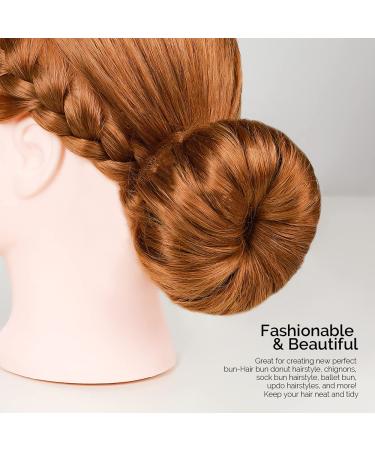 8pcs Hair Donut Bun Maker Set - FANDAMEI Dark Brown & Beige Bun Makers with Hair Elastic Bands and Pins - Buy Online on SooperMarket.com