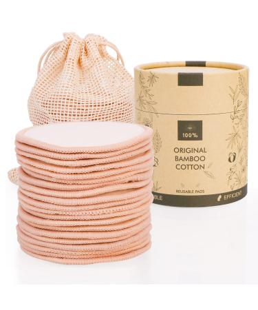UNIMEIX 20 Pack Reusable Makeup Remover Pads Bamboo Reusable Cotton Rounds Organic Cotton Pads for Face Facial Cleansing Wipes with Washable Laundry Bag (Pink)