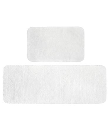 Miulee bathing mat shower rack bathrobe hall 2er set slip -resistant matte carpet bathroom carpet bathroom carpet washable for bathroom living room white 40x60 cm and 45x120 cm 40x60cm+45x120cm white