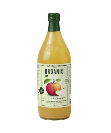 Eat Wholesome Organic Raw Apple Cider Vinegar Unfiltered with The Mother in Box 1 l (Pack of 1) ACV Glass Bottle in Box 1L