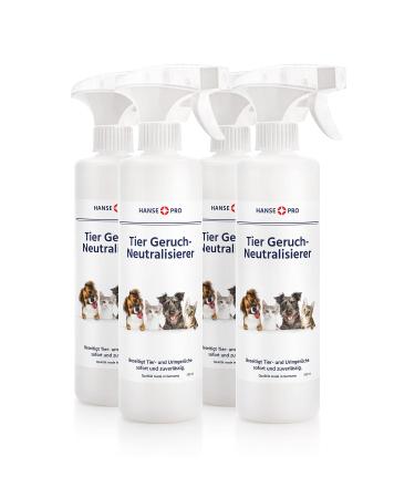 Hansepro animal odor neutralizer 4 x 500 ml I odor remover i stain remover i odor killer i eliminates smells of animals cat urine dog urine