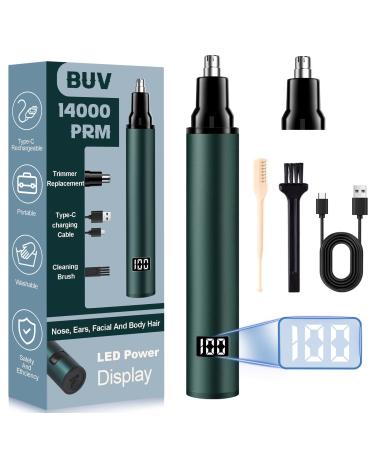 Nose Hair Trimmer for Men and Women with LED Display- 2024 Professional Painless Aluminum Alloy USB Rechargeable Facial & Nose Hair Trimmer Clipper 14 000 RPM Waterproof Dual Edge Blades Light Blue
