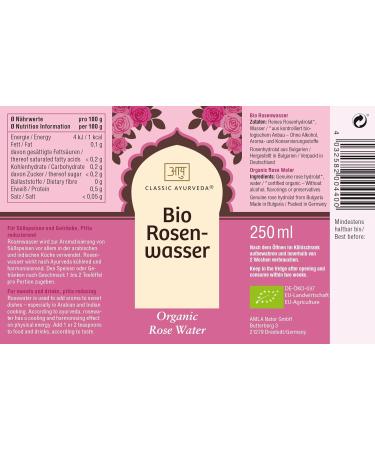 Classic Ayurveda Organic Rose Water 250ml - Premium Flavoring for Arabic & Indian Desserts - Buy Online on SooperMarket.com