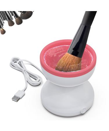 Electric Makeup Brush Cleaner Machine by InfinityyS - Automatic USB Makeup Brush Cleaner Machine Cleanser - Compatible With All Brushes - Easy To Use - Pink