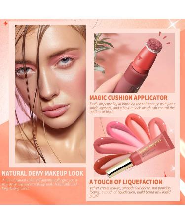 LSxia Liquid Blush Makeup Wand - Cream Blush with Cushion Applicator | Cheeks Tint for Natural Glow | Dewy Finish, Weightless & Long-wearing | #101 SEDUCTIVE-Nude Pink - Buy Online on SooperMarket.com