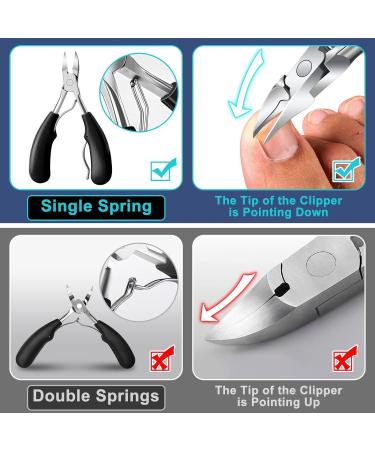 Senior Toenail Clippers Set for Thick Nails - Featuring Ingrown Toenail Tool, Wide Opening Clipper, Rotary Fingernail Clipper, Leather Case & File - Black - Buy Online on SooperMarket.com
