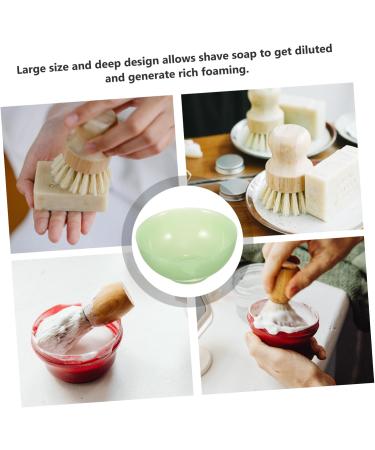 2-Piece Green Terrarium Bowls for Men's Care | Decorative Soap & Shaving Bowl - Jade Glass Containers 11.5x11.5x5cm - Buy Online on SooperMarket.com