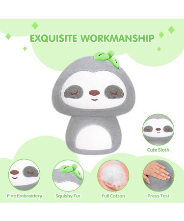 Mewaii 14 Soft Gray Sloth Mushroom Pillow Stuffed Animal Plush - Cuddly Gray Sloth Plushie Toy for Kids - Buy Online on SooperMarket.com