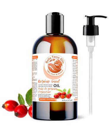 Rosehip Seed Oil. 473ml. 100% Pure. Cold-pressed. Unrefined. Chemical-free. Rich in Vitamin C. Great for Mature Skin. Natural Moisturizer for Hair Skin. 473 ml (Pack of 1)