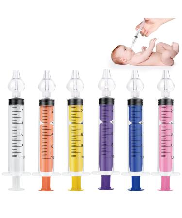 Vicloon Baby Nasal Irrigator, 6PCS Nasal Syringe for Baby, Syringe Nasal Irrigator with Cleanable and Reusable Silicone Nasal Suction Tip forIrrigation, Nasal Spray, Nasal Hygiene(Color) 6pcs Color