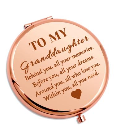 Granddaughter Gifts for Girls Inspirational Compact Mirror Granddaughter Gifts from Grandma Grandpa Compact Makeup Mirror Encouragement Gift for Teenage Kids Best Birthday Graduation Gifts
