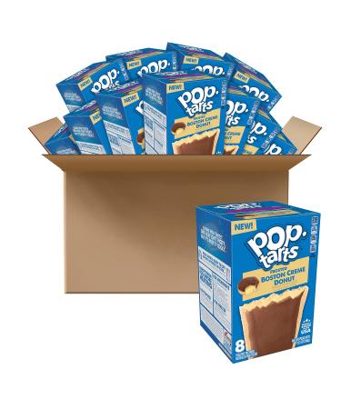 Pop-Tarts Toaster Pastries, Breakfast Foods, Baked in The USA, Value Pack, Frosted Boston Creme Donut (96 Toaster Pastries), 8 Count (Pack of 12)