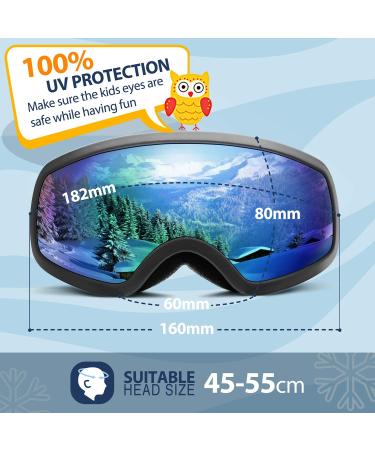 LOEO Kids Ski Goggle - Black with Red Silver Lens | Ski Goggles for Kids Youth Teens Boys and Girls 5-14 - Buy Online on SooperMarket.com