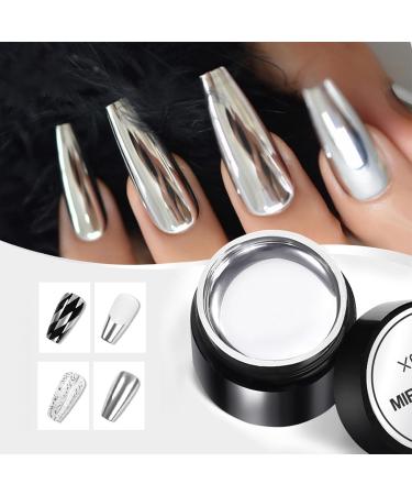 Metallic Gel Nail Polish Silver Gel Nail Polish Mirror Nails Finish Metal Painting Gel Super Glossy Soak off UV/LED Nail Gel 3D Metal Mirror Effect - Buy Online on SooperMarket.com