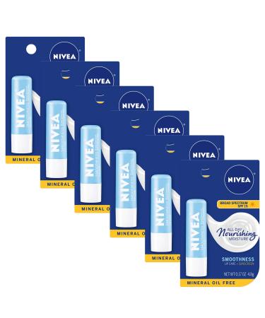 NIVEA Smoothness Lip Care SPF 15 Carded 1 Count Pack of 6