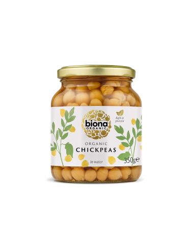 Biona Organic Chick Peas in Water 350g - No Added Sugar with Organic Sea Salt - Ideal for Homemade Houmous Dahls & Stews - Vegan Protein - Non GMO