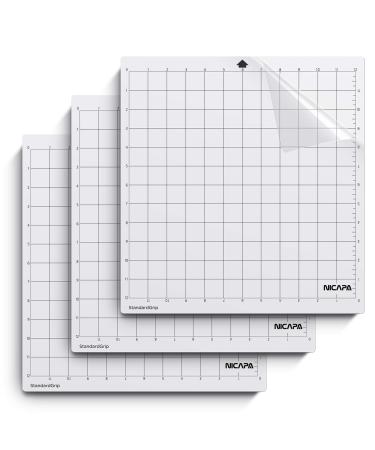 Nicapa StandardGrip Cutting Mat for Silhouette Cameo 4/3/2/1 (12x12 inch,3 Mats) Standard Adhesive Sticky Quilting Cut Mats Replacement Accessories for Silhouette Cameo transparent for Cameo 12*12 3pack StandardGrip