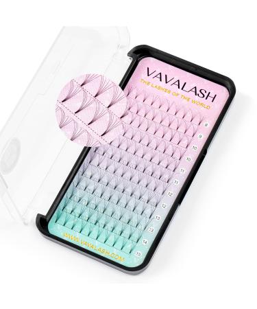 Eyelash Extensions 3D 4D 5D 6D 7D 10D Thickness 0.05/0.07/0.1 C/D Curl Eyelashes Short Stem heat bonded Premade Fans Russian Volume Pre-fanned Lash Extensions Supplies (6D-0.10-D-14mm)