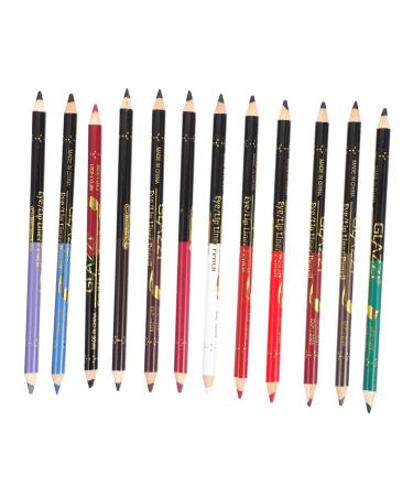 PLAFOPE 12pcs Lip Liner Eyeliner Makeup Lipliner Eyebrow Brush Angled Eye Shadow Pencils Lip Pencil Wooden