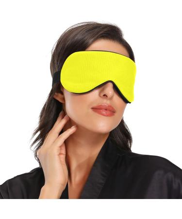 Adjustable Light Blocking Eye Mask for Men and Women - Ideal for Travel, Yoga, Meditation, and Deep Sleep - Breathable and Comfortable - Pure Yellow - Buy Online on SooperMarket.com