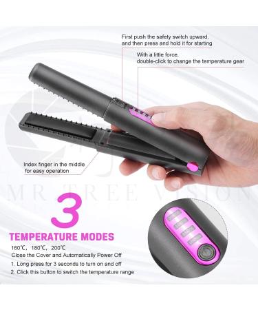 OBEST Cordless Hair Straighteners Curler 2 in 1 Mini Portable Travel Wireless Flat Iron Fast Heat Up Anti-Scald 3-Level Straightener for Swift Smooth and Glossy Hair Type-C Rechargeable (Grey) Gray - Buy Online on SooperMarket.com